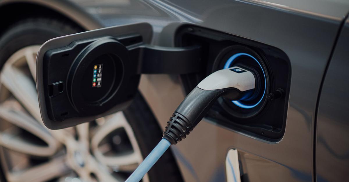 Electric vehicle at a charging station