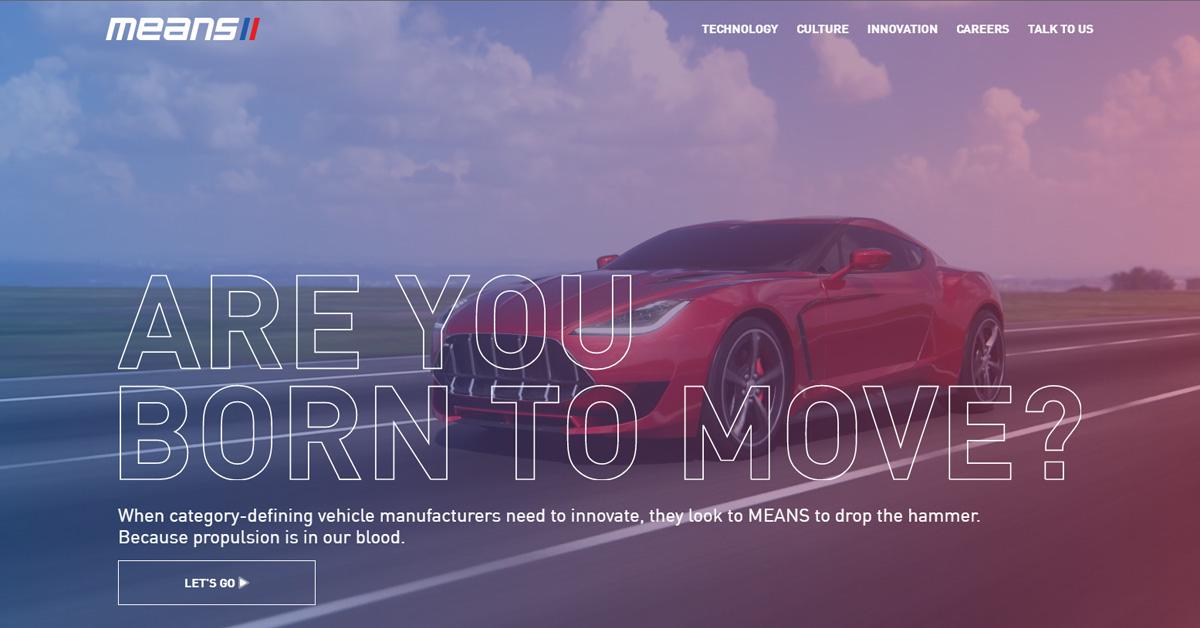 Means Industries webpage  branding